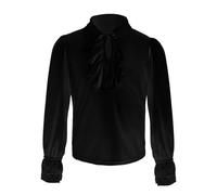 Dasongff Camicia medievale pirata a maniche lunghe retrò rinascimentale con lacci per ragazzi Camicie tradizionali Cosplay Camicette leggere, Nero 1, 10-11 Anni