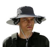 Dasongff Cappello da sole esterno a tesa larga con 2 ventilatori solari per uomo e donna UPF 50+, cappello da pesca e spiaggia con ventilatore integrato, Camouflage 4, Taglia unica