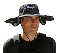 Dasongff Cappello da sole esterno a tesa larga con 2 ventilatori solari per uomo e donna UPF 50+, cappello da pesca e spiaggia con ventilatore integrato, Camouflage 7, Taglia unica