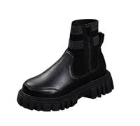 Dasongff Donna Stivali Corti Maglia Scarpe Piattaforma Moda Stivaletti Maglia Tinta unita Stivaletti Vassoio Stretch Stivali Infilare Traspirante, Nero , 38 EU