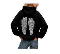 Dasongff - Felpa con cappuccio da donna Angel Hoodie con ali di angelo in strass e tasche, casual, a maniche lunghe, per autunno e inverno, streetwear sportivo, XS