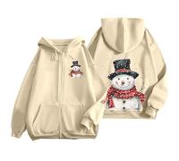 Dasongff Felpa con cappuccio da donna con cerniera Oversize, pullover cattivo di Natale, a maniche lunghe, giacca a mezza stagione, leggera, felpe con cappuccio, per il tempo libero, il quotidiano, le