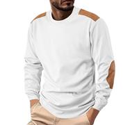 Dasongff Felpa da uomo senza cappuccio Maglione girocollo da uomo a maniche lunghe, giacca a mezza stagione basica Maglioni da lavoro Felpe per il lavoro, il tempo libero e il quotidiano, bianco, M