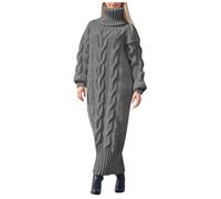 Dasongff Fernanda - Vestito a maglia a costine, maniche a campana, da donna, casual, retrò, traspirante, per feste, feste, feste, cocktail, feste, club, serate, matrimoni, grigio, L