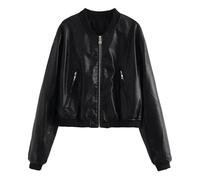 Dasongff Giacca in Pelle Italiana Agnello Donna Nero Genuino Motociclista Made in Italy, Nero , L
