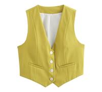 Dasongff Gilet senza maniche da donna, completamente foderato per abiti da festa per donne, alla moda, senza maniche, scollo a V, top corto, costume estivo, elegante, slim, giacca da festa retrò