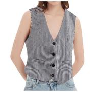 Dasongff Gilet senza maniche da donna, completamente foderato per abiti da festa per donne, alla moda, senza maniche, scollo a V, top corto, costume estivo, elegante, slim, giacca da festa retrò