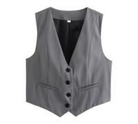 Dasongff Gilet senza maniche da donna, completamente foderato per abiti da festa per donne, alla moda, senza maniche, scollo a V, top corto, costume estivo, elegante, slim, giacca da festa retrò
