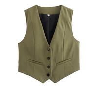 Dasongff Gilet senza maniche da donna, completamente foderato per abiti da festa per donne, alla moda, senza maniche, scollo a V, top corto, costume estivo, elegante, slim, giacca da festa retrò