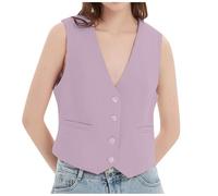 Dasongff Gilet senza maniche da donna, completamente foderato per abiti da festa per donne, alla moda, senza maniche, scollo a V, top corto, costume estivo, elegante, slim, giacca da festa retrò