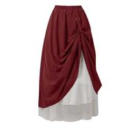 Dasongff Gonna rinascimentale Vintage Retro Gonna Medievale Vita Alta Elastica Gonne Trapezio Vasato Smocked Vittoriano Medioevo Gonne Economiche, rosso, XL