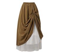 Dasongff Gonna rinascimentale Vintage Retro Gonna Medievale Vita Alta Elastica Gonne Trapezio Vasato Smocked Vittoriano Medioevo Gonne Economiche, marrone, XL