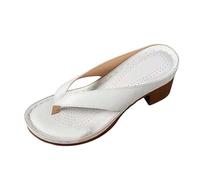 Dasongff Infradito Sandali Donna Estate Confortevole Zeppe Piattaforma Ortopedica Sandali con Supporto Pantofole in Pelle Moda Scarpa da Passeggiata A Punta Aperta Leggeri Antiscivolo, bianco, 37 EU