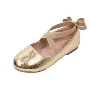 Dasongff Kids Babies Ragazza Principessa Scarpa Tacco Ballerina Bambino Papillon Scarpe Mary Jane Top Bambini Party Pompe per Matrimonio, Compleanno, Travestimento, Cosplay, oro, 32 EU