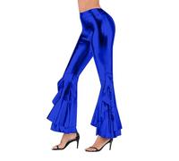 Dasongff Leggings Evase Pantalone Elephant Donna Pelle Pantaloni con Paillettes Brillanti Pantaloni Casual a Vita Alta Deguisement EVJF per Festa Vacanze Cocktail Party Clubbing Carnevale, Blu scuro