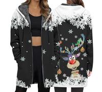 Dasongff Maglione cattivo di Natale chic ed elegante inverno caldo pigiama Natale famiglia natale tenerezza al lavoro a maglia il mio primo Natale cappotto lungo felpa con cappuccio donna inverno