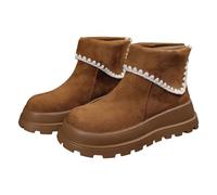 Dasongff Mini-Botte Inverno Per Le Donne Stivaletti Corti Comodi Foderati in Pelliccia Faux Camoscio Fodera Calda e Morbida Scarpe Botas de Invierno Para Mujer, A Bronzo, 40 EU