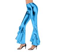 Dasongff Pantalone Elephant Donna Leggings Evase Donna Pantaloni Paillettes Brillanti Pantaloni Casual a Vita Alta Deguisement EVJF per Festa Vacanze Cocktail Party Clubbing Carnevale Economici, blu