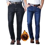 Dasongff Pantalone Termico in Pile di Lana per Uomo - Pantalone da Neve Invernale Caldo Foderato con Stretch Uomo Caldo Foderato Pile Jeans Inverno Dritto Denim Slim Stretch Pantaloni Tempo Libero, A1