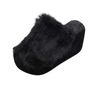 Dasongff Pantofole da donna comode con punta aperta in pelliccia, pantofole ortopediche a volta di sostegno in peluche per la casa, sandali leggeri antiscivolo per interni ed esterni, Nero , 39 EU