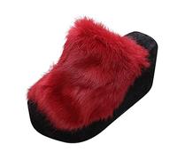 Dasongff Pantofole da donna comode con punta aperta in pelliccia, pantofole ortopediche a volta di sostegno in peluche per la casa, sandali leggeri antiscivolo per interni ed esterni, Il Vino, 37 EU