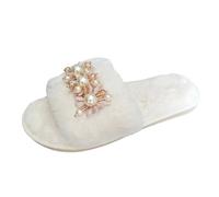 Dasongff Pantofole da donna da uomo, pantofole in schiuma a memoria a due tonalità, calde, antiscivolo, Beige 1, 39 EU