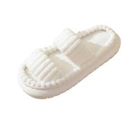 Dasongff Pantofole da donna in memory foam, per la casa, la camera da letto, il bagno, il centro benessere, con punta aperta, in velluto a coste, comode, bianco, 43 EU