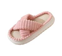 Dasongff Pantofole da donna in memory foam, per la casa, la camera da letto, il bagno, il centro benessere, con punta aperta, in velluto a coste, comode, rosa 2, 43 EU
