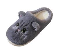 Dasongff Pantofole da donna, in peluche, in finta pelliccia, invernali, pantofole in cotone, con suola antiscivolo in gomma, grigio, 45 EU