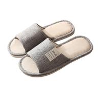 Dasongff Pantofole in lino da donna comode pantofole antiscivolo leggera punta aperta scarpe per la casa memory foam piatti interni accoglienti pantofole, Grigio 3, 42 EU