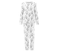 Dasongff Pigiama da colorare per bambini Set di vestiti per la casa Dipinti a Mano Set Pigiama Set Due Pezzi Pigiama Top a Maniche Lunghe e Pantaloni Colorare Pigiama per Ragazza, G Bianco, S