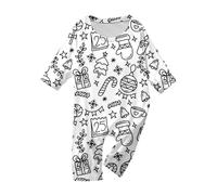 Dasongff Pigiama da colorare per bambini Set di vestiti per la casa Dipinti a Mano Set Pigiama Set Due Pezzi Pigiama Top a Maniche Lunghe e Pantaloni Colorare Pigiama per Ragazza, F Bianco, 12 mesi