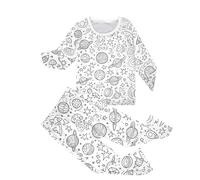 Dasongff Pigiama da colorare per bambini Set di vestiti per la casa Dipinti a Mano Set Pigiama Set Due Pezzi Pigiama Top a Maniche Lunghe e Pantaloni Colorare Pigiama per Ragazza, H Bianco, 4 anni