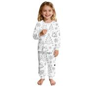 Dasongff Pigiama per bambini da colorare Set di vestiti per la casa Dipinti a Mano Dipinti a Mano Set di due pezzi Top a Maniche Lunghe e Pantaloni Colorare Pigiama per Ragazza Ragazzo, N bianco, 7-8