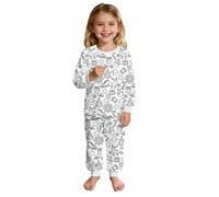 Dasongff Pigiama per bambini da colorare Set di vestiti per la casa Dipinti a Mano Dipinti a Mano Set di due pezzi Top a Maniche Lunghe e Pantaloni Colorare Pigiama per Ragazza Ragazzo, W bianco, 8-9