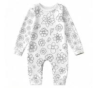 Dasongff Pigiama per bambini da colorare Set di vestiti per la casa Dipinti a Mano Dipinti a Mano Set di due pezzi Top a Maniche Lunghe e Pantaloni Colorare Pigiama per Ragazza Ragazzo, A Bianco., 18