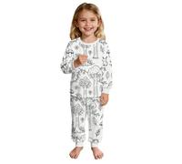 Dasongff Pigiama per bambini da colorare Set di vestiti per la casa Dipinti a Mano Dipinti a Mano Set di due pezzi Top a Maniche Lunghe e Pantaloni Colorare Pigiama per Ragazza Ragazzo, F Bianco, 3-4