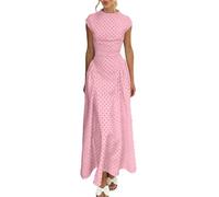 Dasongff Polka Dot Dress a Classic Flap Donna Polka Dots Maxi Tank Abito senza maniche Collo a barca, abiti lunghi eleganti abito a pois vintage anni '50 tessuto cotone traspirante taglio A-Line abiti