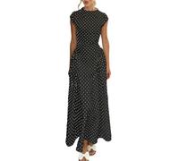 Dasongff Polka Dot Dress a Classic Flap Donna Polka Dots Maxi Tank Abito senza maniche Collo a barca, abiti lunghi eleganti abito a pois vintage anni '50 tessuto cotone traspirante taglio A-Line abiti