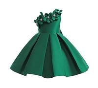 Dasongff Ragazze Abiti Una Spalla Estate Collo Ruffle Festa Elegante Senza Maniche Abito per Ragazza 5-13 Anni, verde, 10-11 anni