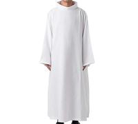 Dasongff Sacerdote Casuale Chiesa Cattolica Celebrando Padre Messa Vestiti Abito Bianco Cattolico Chiesa Casuale Sacerdote Vestito Clegy Abbigliamento Costume da clero Misto, bianco, XXXL