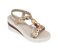 Dasongff Sandali con zeppa da donna, estivi, antiscivolo, traspiranti e nudi, stile Boemia, punta aperta con tacco sandalo e piattaforma da donna, elegante Comfy Semi Trailer Sandali, cachi., 41 EU