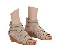 Dasongff Sandali con zeppa da donna spartani, sandali gladiatore da donna, comodi, estivi, con spose per spiaggia, vacanze e tutti i giorni, Colore: beige., 41 EU