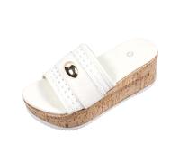 Dasongff Sandali da donna, comodi, alla moda, con tacco, pantofole estive, con punta aperta, stile roma, scarpe vintage, pantofole per spiaggia, vacanze, casual, pantofole, bianco, 36 EU