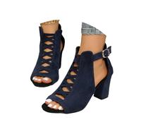 Dasongff Sandali da donna con zeppe, tacco piccolo, unisex, ortopedici, regolabili, pantofole comode da indossare, con punta aperta, pesce e bocca, piattaforma, pantofole da spiaggia, blu, 40 EU