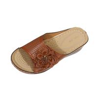 Dasongff Sandali da donna, estivi, alla moda, con zeppa, pantofole comode con punta aperta e piattaforma, pantofole da spiaggia, Marrone 2, 36 EU