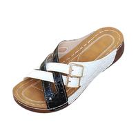 Dasongff Sandali da donna estivi comodi antiscivolo traspiranti Boemia a punta aperta sandali da spiaggia per donne ortopediche piattaforma scarpe da passeggio donna, Nero , 42 EU