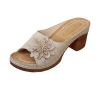 Dasongff Sandali da donna estivi comodi in pelle da donna, sandali alla moda, punta aperta con zeppe, piattaforma pantofole ortopediche di alta qualità, pantofole estive da spiaggia