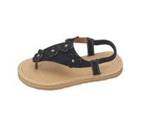 Dasongff Sandali da donna estivi confortevoli con zeppa e piattaforma ortopedica sandali con supporto pantofole con fibbia suola spessa larga nuda piedi traspiranti Tong Sandalo Compenses, Nero , 38