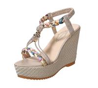 Dasongff Sandali da donna estivi ortopedici a punta aperta scarpe leggere comode sandalo traspirante maglia sandalo sport scarpe donna zeppa sandali da passeggio all'aperto spiaggia, Oro 3, 38 EU